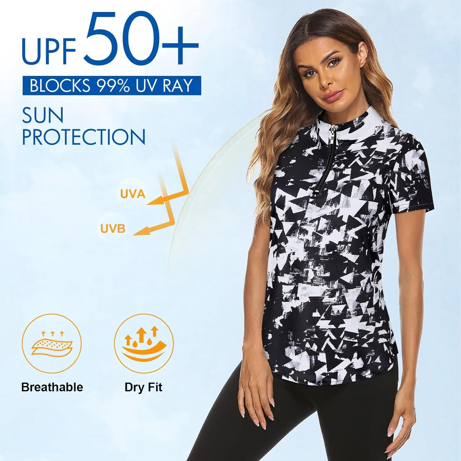 Koscacy Women's Long Sleeve Golf Tennis Polo Shirts UPF50  Half Zip Dry Fit Workout Tops Athletic Shirt