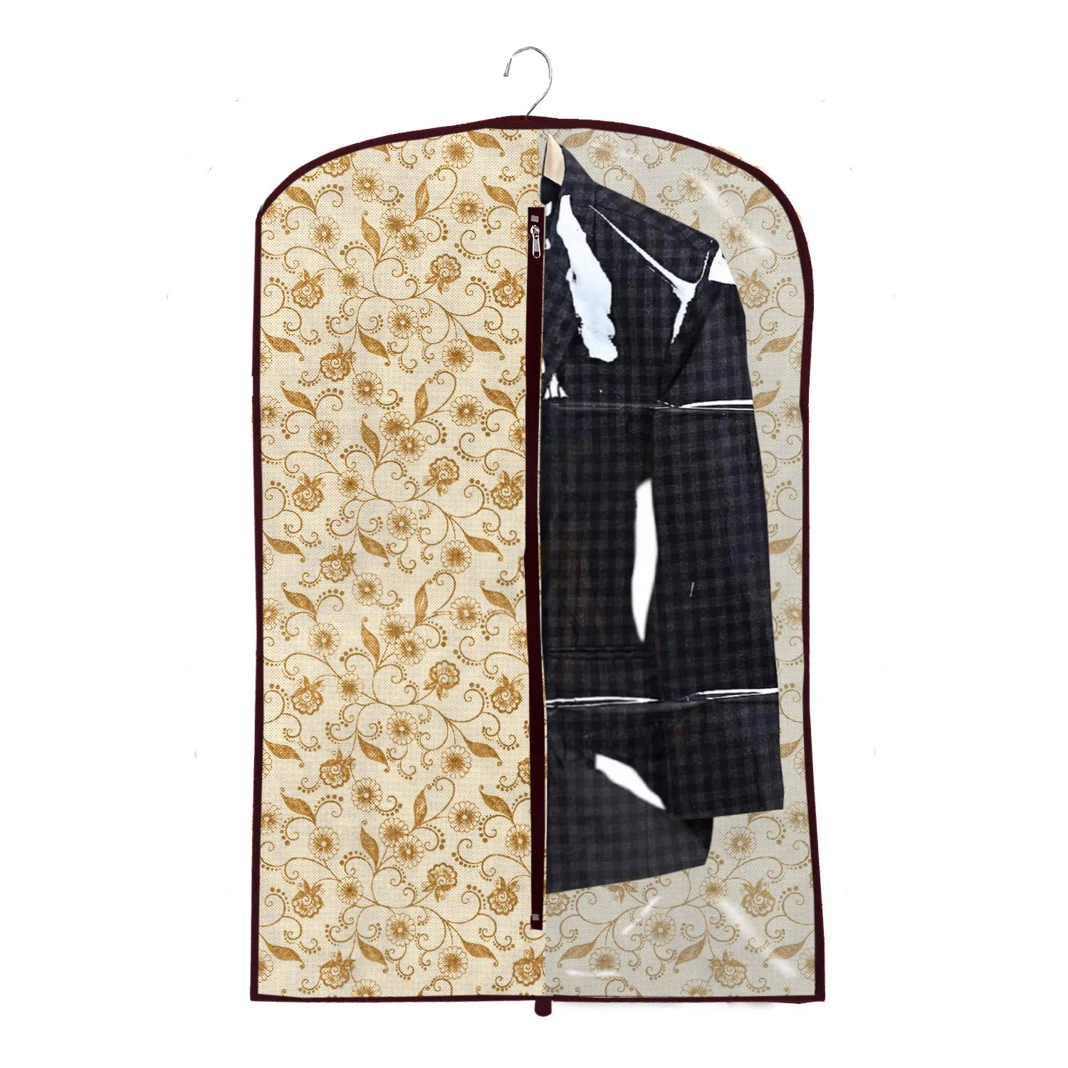 Kuber Industries Half Transparent Non Woven Men's Coat Blazer Suit Cover (Brown) -CTKTC041421