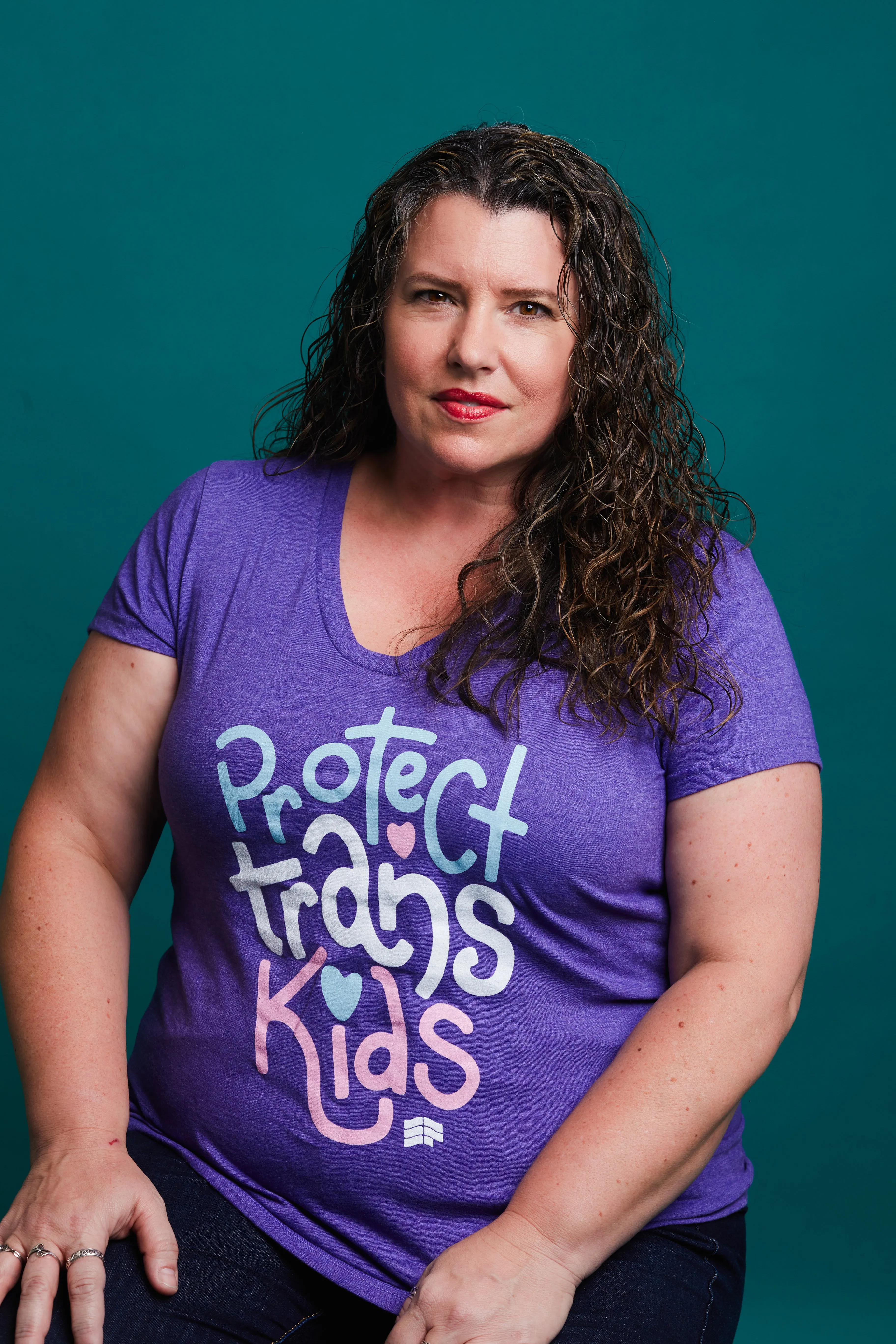 Ladies Protect Trans Kids V-Neck T-Shirt