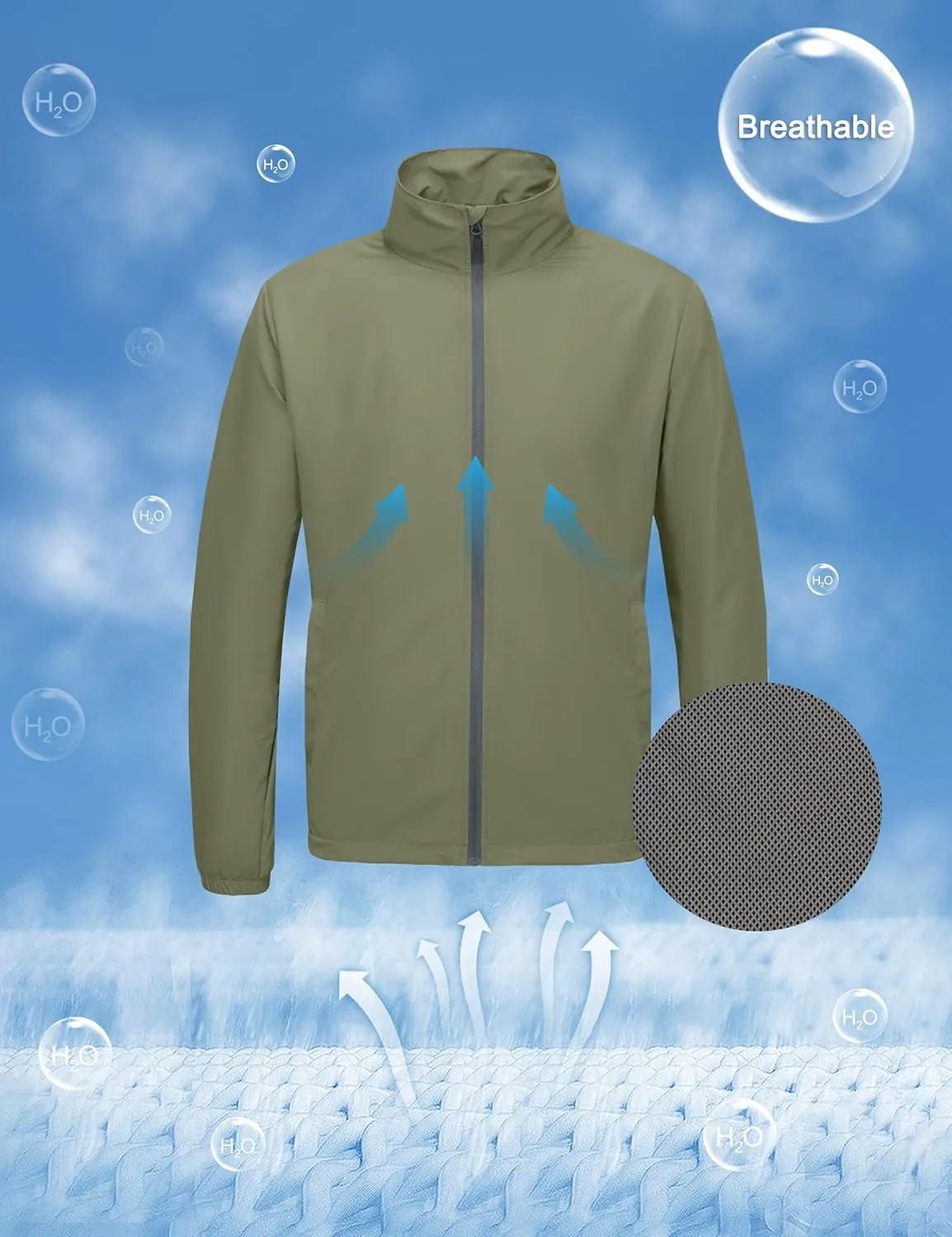 Little Donkey Andy Mens Lightweight Breathable Windbreaker Golf Jacket UPF50  Windproof Outdoor Running Coat