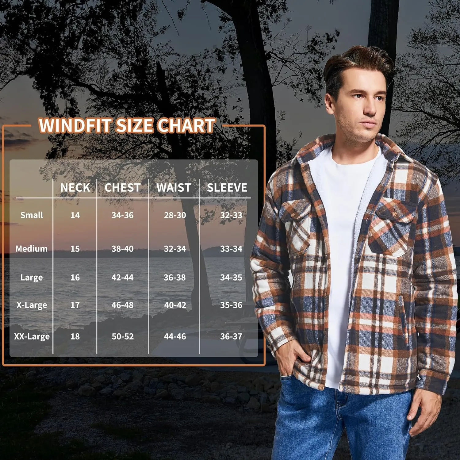 Men's Cotton Flannel Shirt Jacket Fleece Lined Long Sleeve Plaid Shirt for Men
