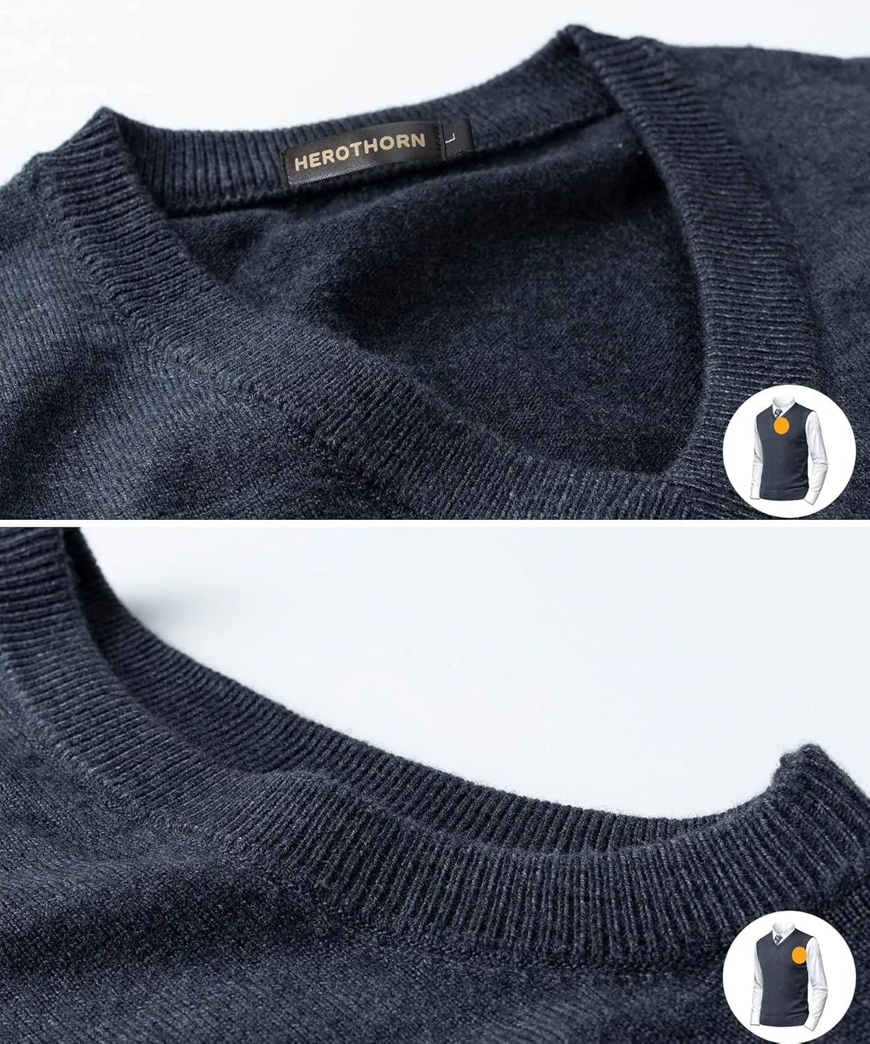 Mens Soft V Neck Crew Neck Knitted Sweater Vest Solid Sleeveless Pullover Slim Fit Plain Color for Dad Husband