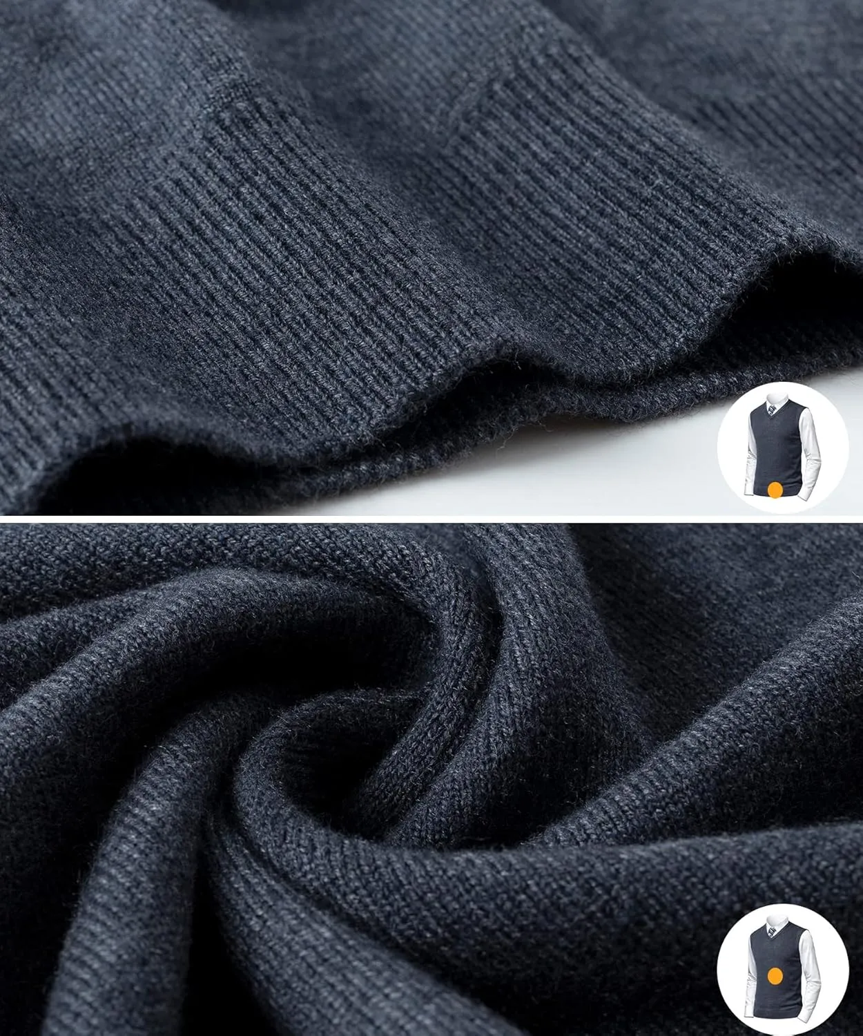 Mens Soft V Neck Crew Neck Knitted Sweater Vest Solid Sleeveless Pullover Slim Fit Plain Color for Dad Husband