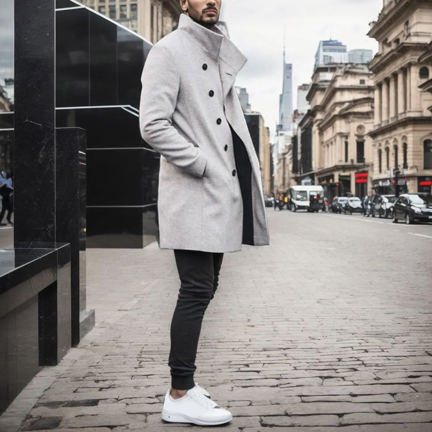Mens Trench Coat Plus Size Winter Warm Notched Lapel Single Breasted Blazers Long Peacoat Overcoat Stylish Suit Jackets