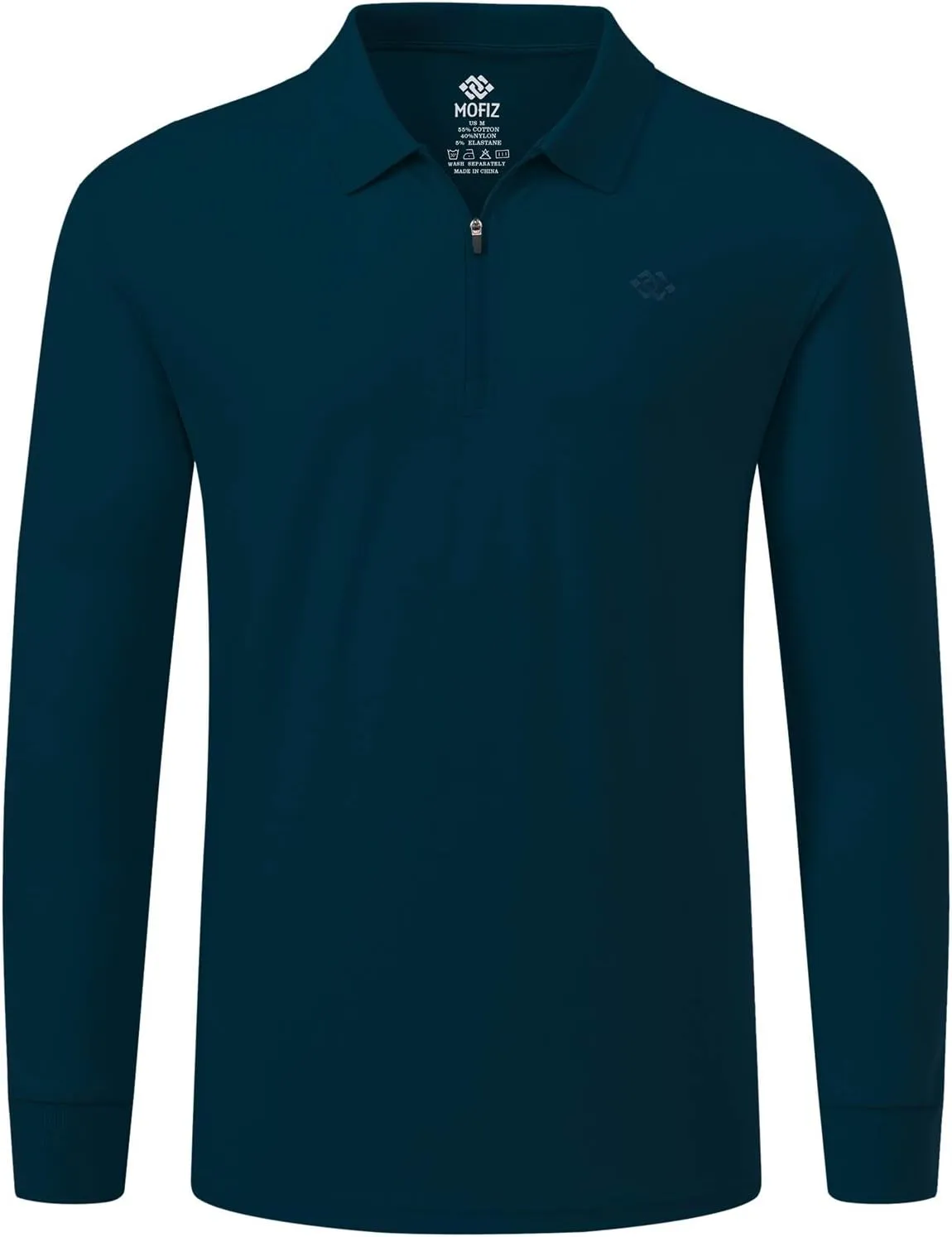 MoFiz Men's Long Sleeve Golf Shirt Quarter Zip Sport Polo Shirt Athletic Fit