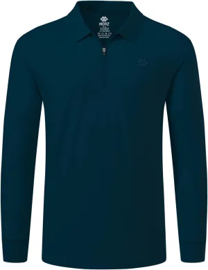 MoFiz Men's Long Sleeve Golf Shirt Quarter Zip Sport Polo Shirt Athletic Fit