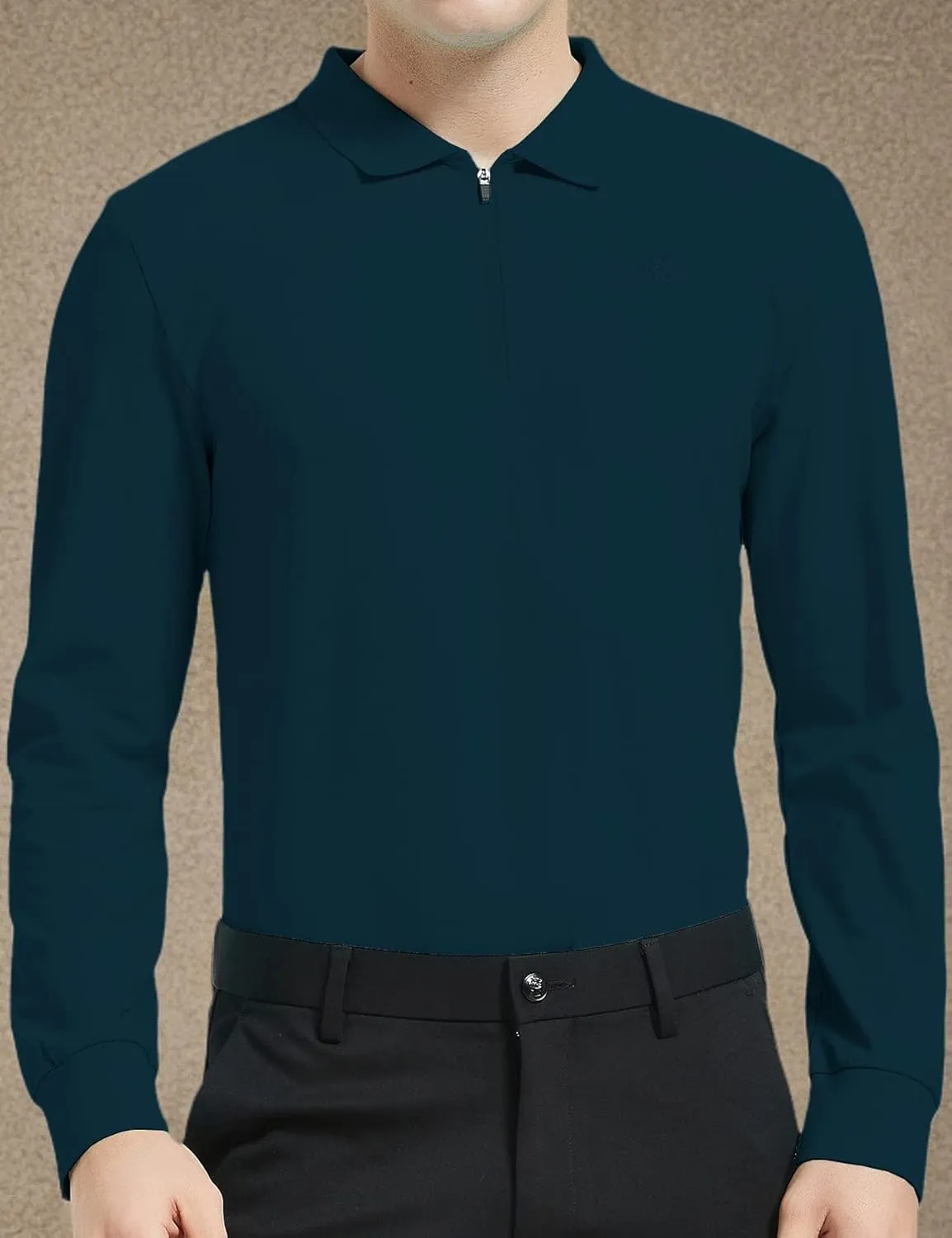 MoFiz Men's Long Sleeve Golf Shirt Quarter Zip Sport Polo Shirt Athletic Fit