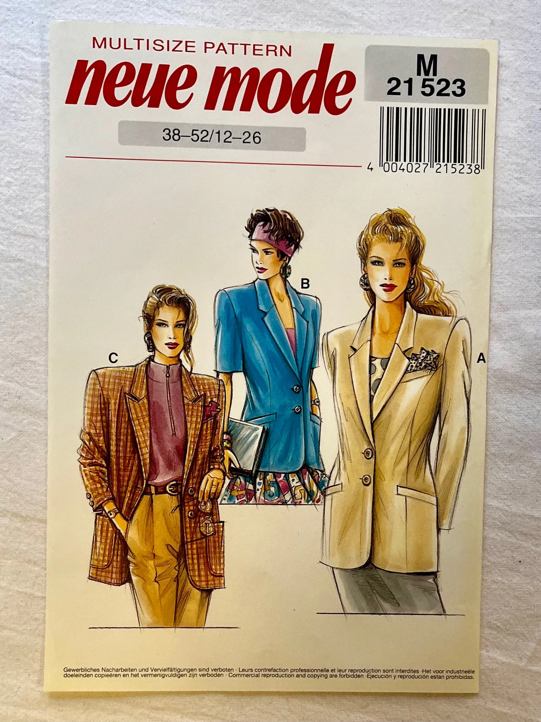 Neue Mode M21523 UNCUT Jacket Sizes 12-26