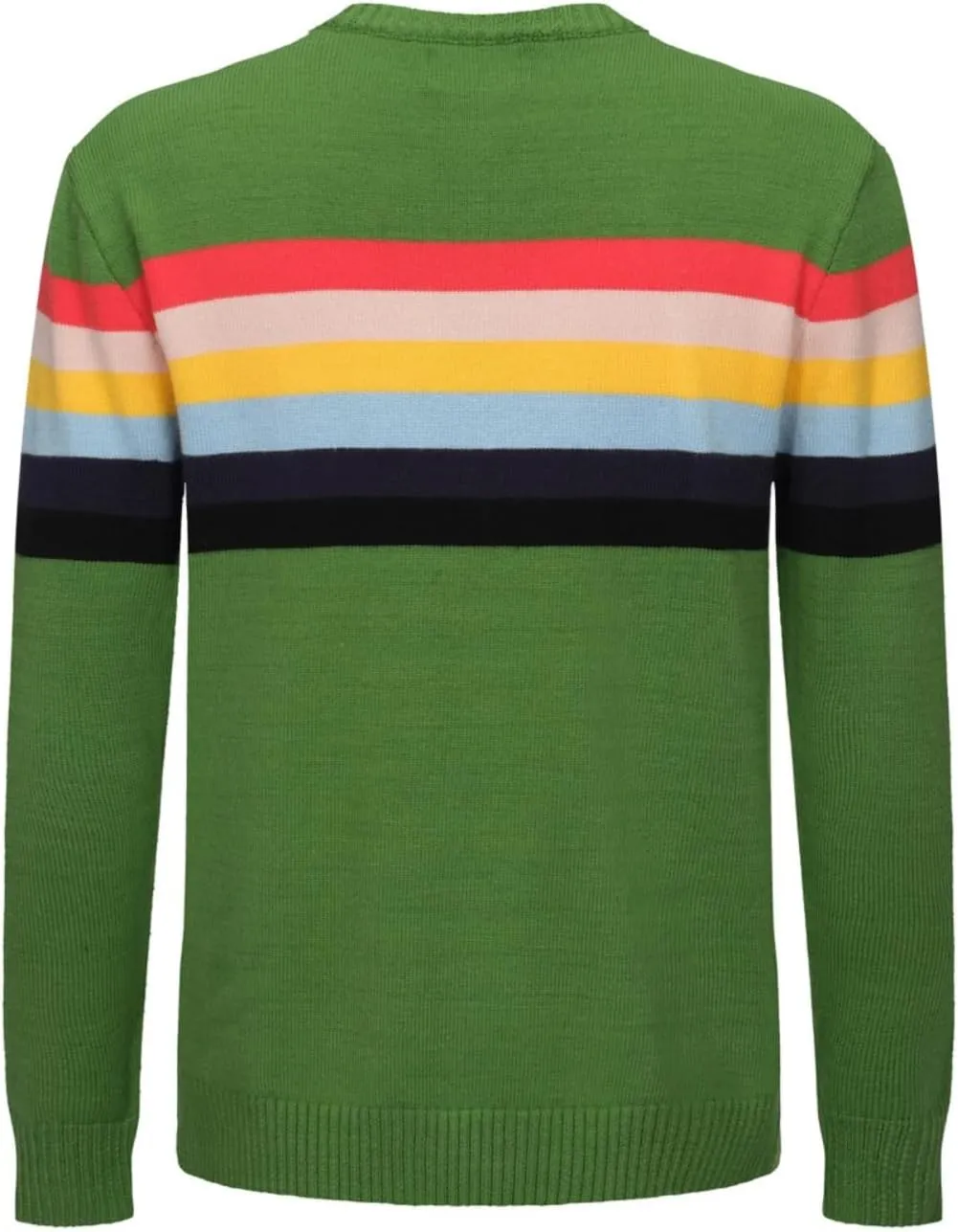 OXKNIT Men's Knit Sweater Shirt Rainbow Striped Chest Paint Long Sleeve Casual Comfort T-Shirt