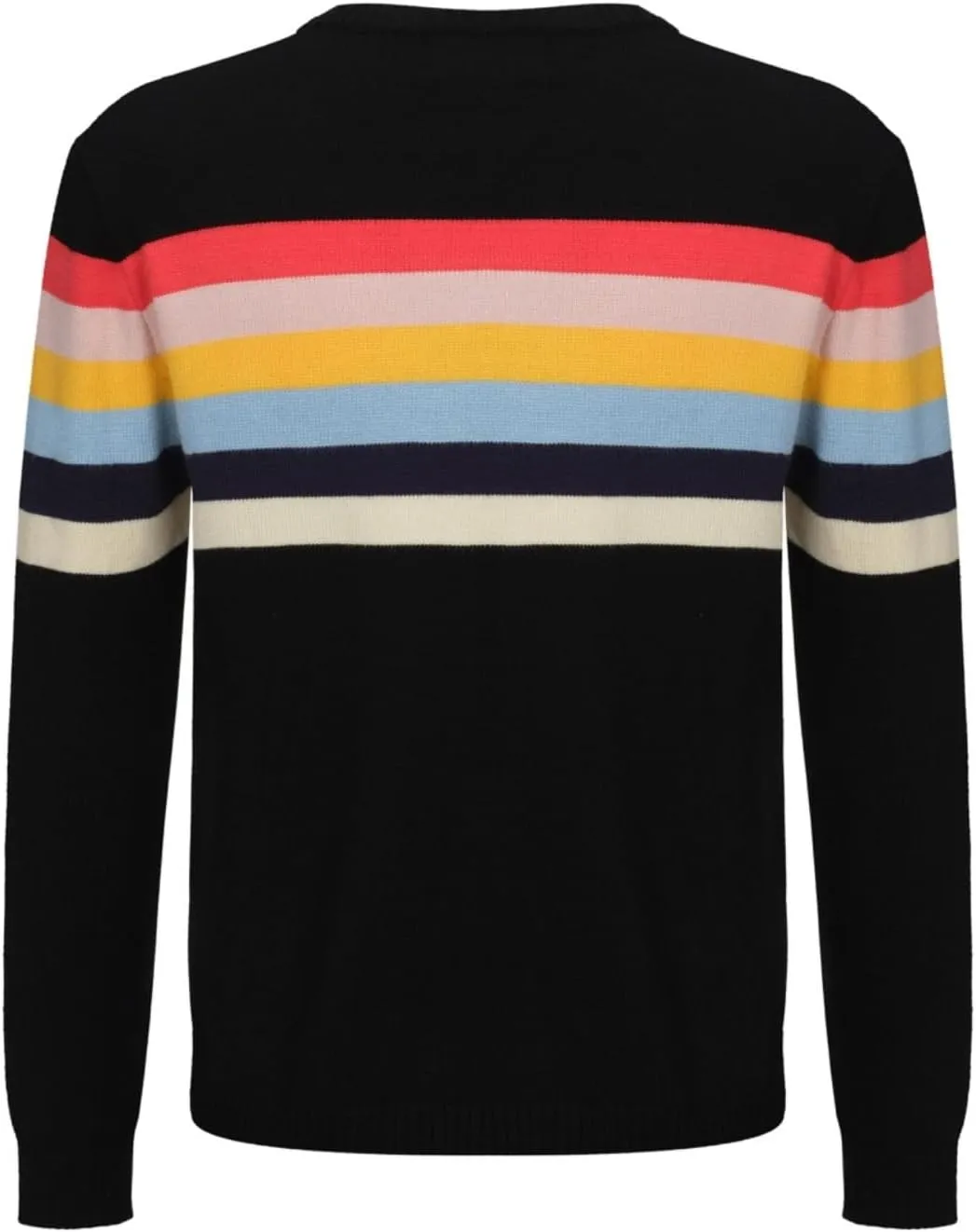 OXKNIT Men's Knit Sweater Shirt Rainbow Striped Chest Paint Long Sleeve Casual Comfort T-Shirt