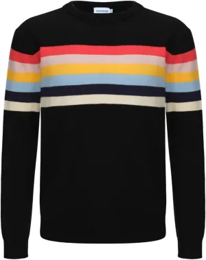OXKNIT Men's Knit Sweater Shirt Rainbow Striped Chest Paint Long Sleeve Casual Comfort T-Shirt