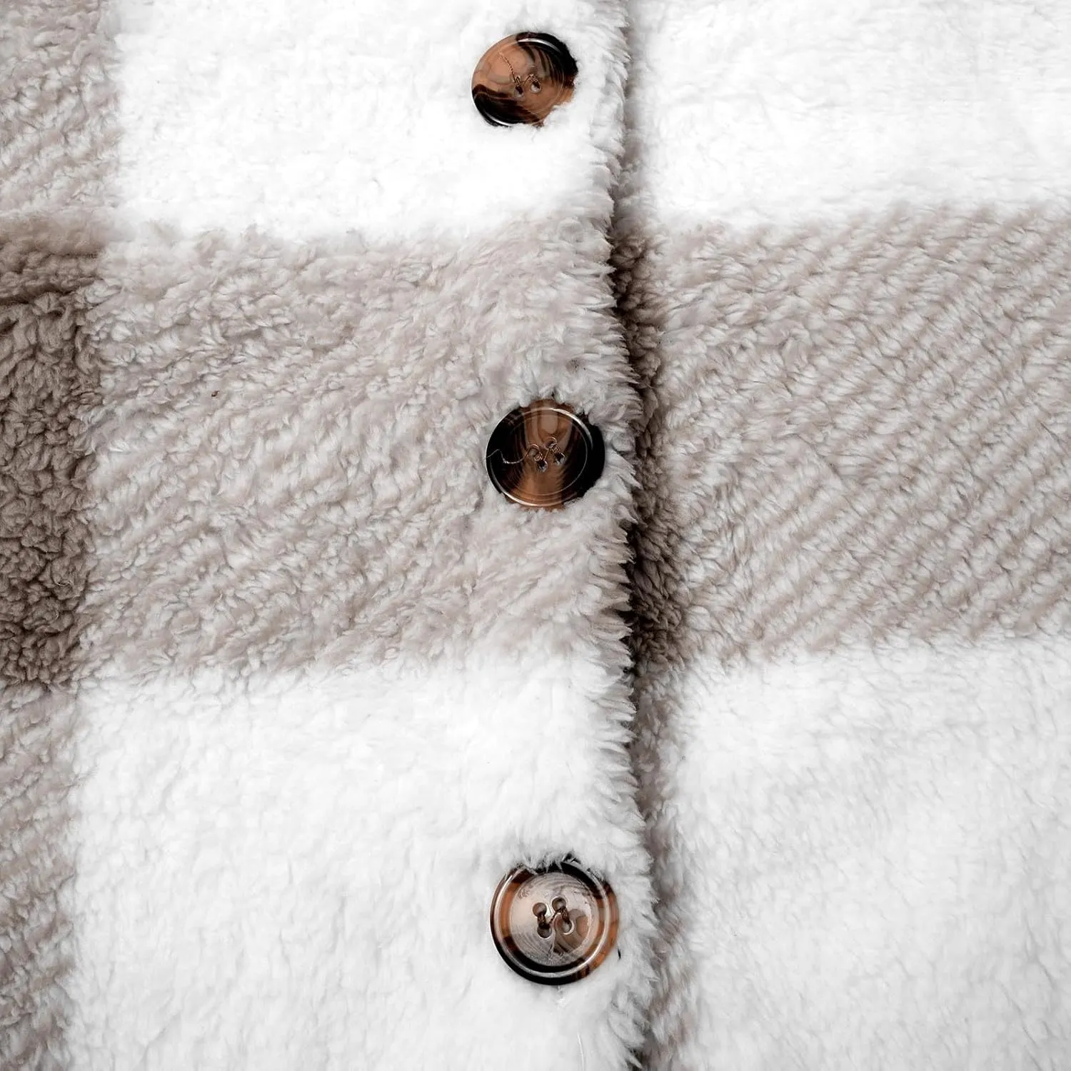 Plaid Fleece Shacket Jacket Womens Oversized Flannel Button Fall Hoodie Jackets With Pockets Warm Winter Coats