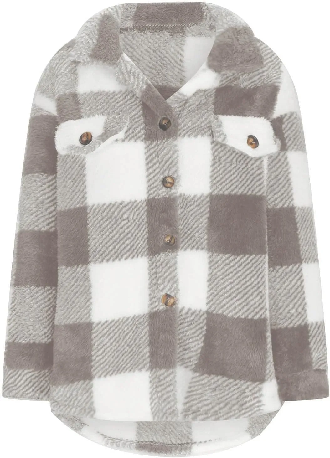 Plaid Fleece Shacket Jacket Womens Oversized Flannel Button Fall Hoodie Jackets With Pockets Warm Winter Coats