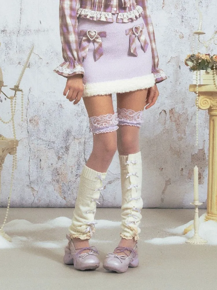 Purple tweed straight jacket half skirt suit【s0000005315】