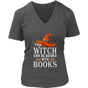 "Bribed With Books" V-neck Tshirt