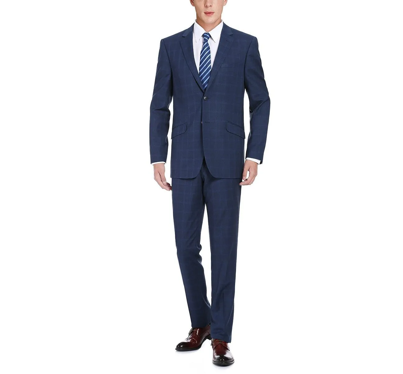 RENOIR 2-Piece Slim Fit Single Breasted Check Dress Suit 292-6