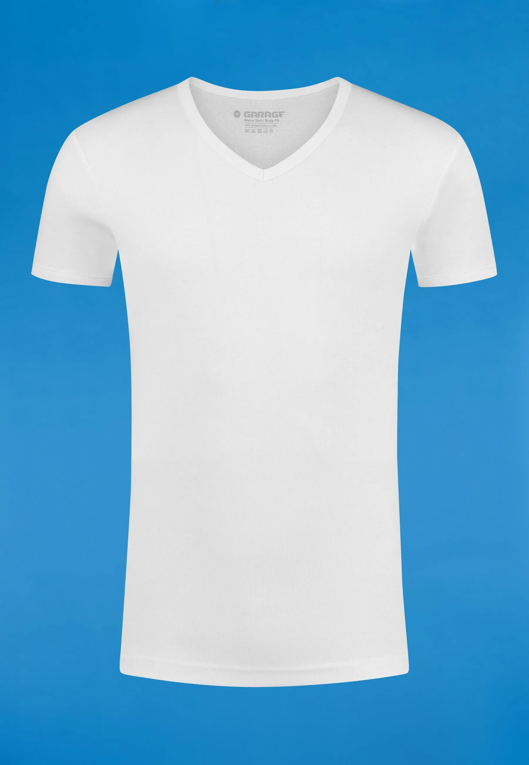 SEMI BODYFIT T-shirt V-neck - White