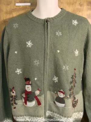 Snowmen and Birdhouses Novelty Funny Holiday Sweater