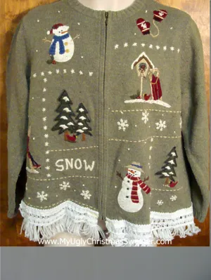 Snowmen Celebrating Snow Ugly Christmas Jumper