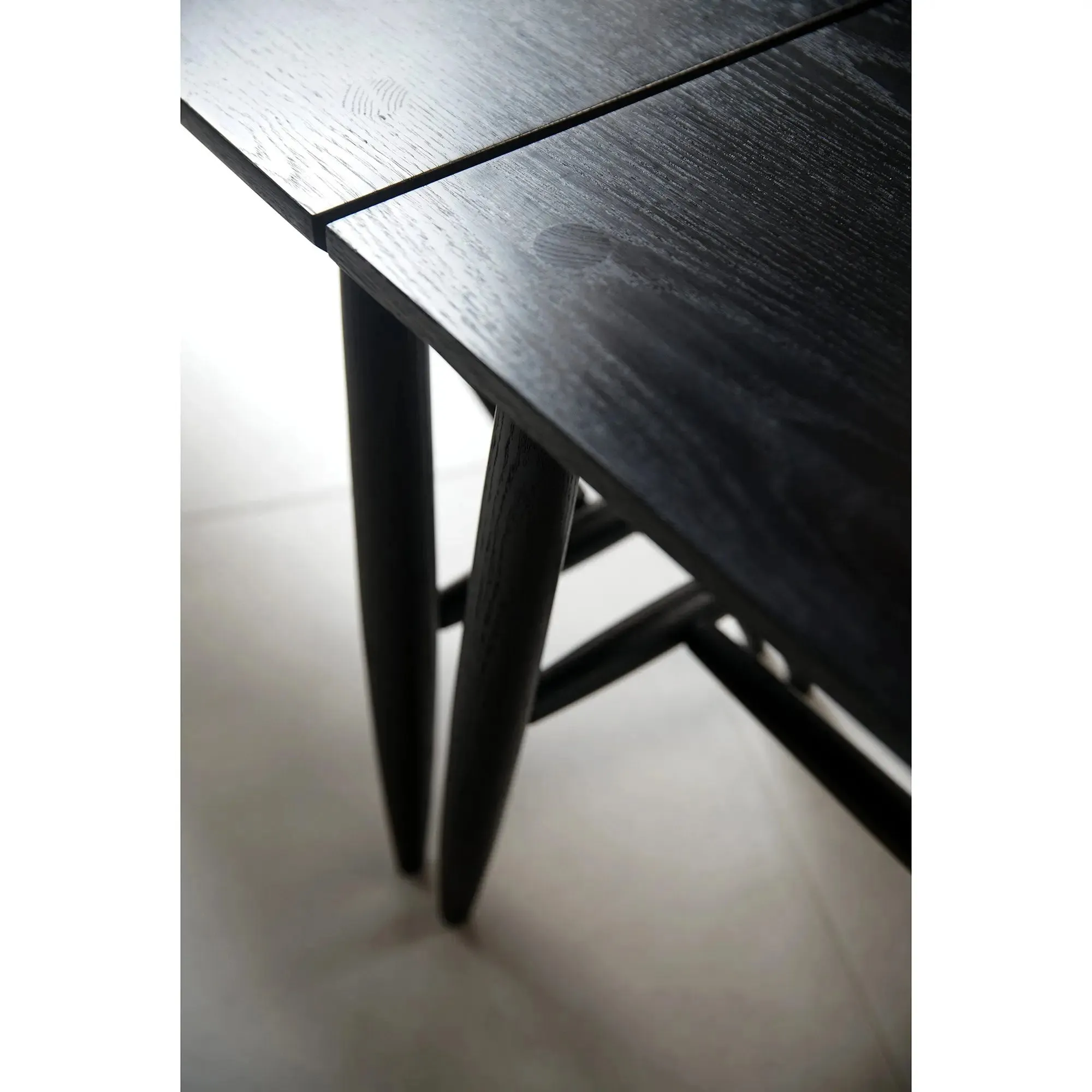 Solid Ebonized Oak Bench with Stool