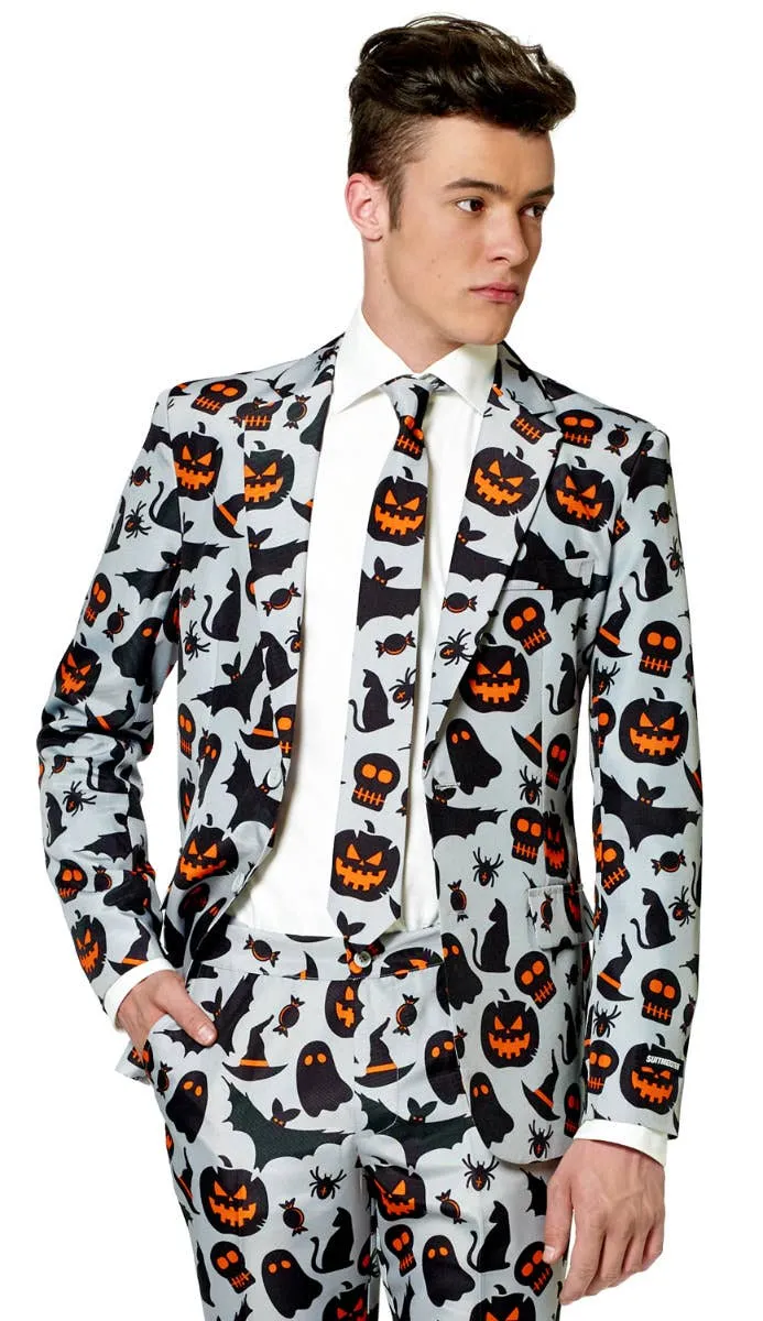Suitmeister Grey Halloween Print Mens Novelty Suit