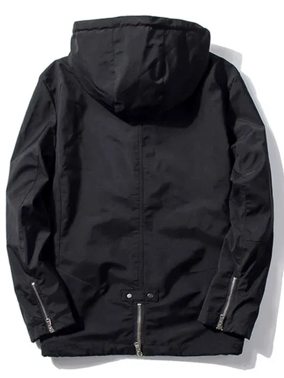 Trendy Hooded Thicken Drawstring Zip Up Jacket