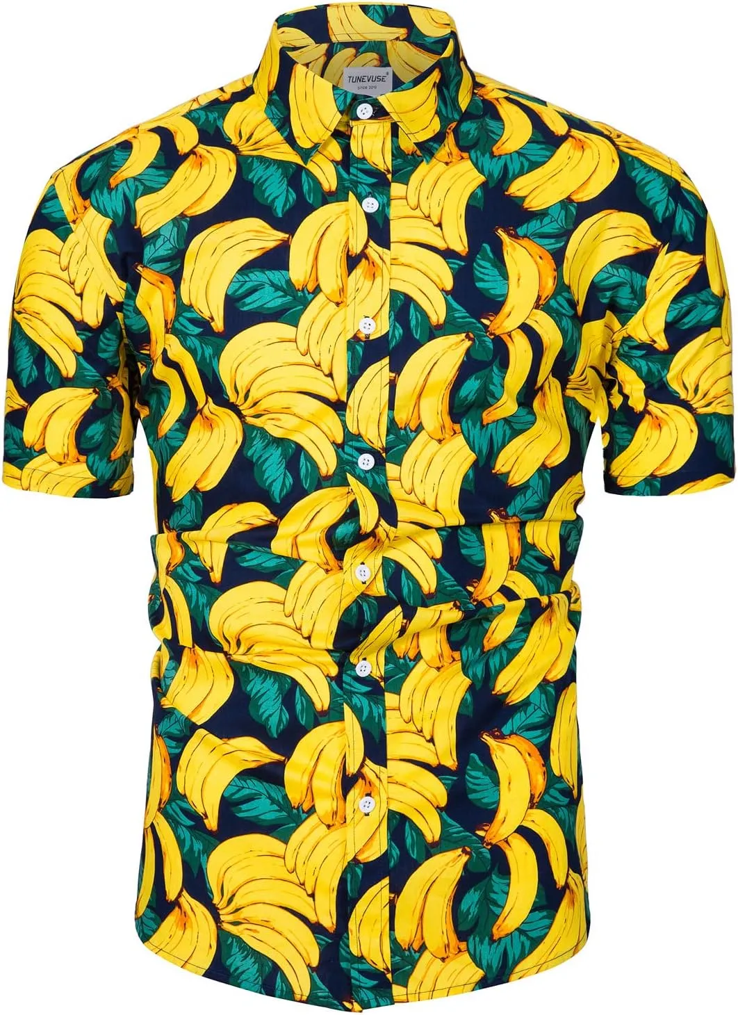 TUNEVUSE Men Floral Shirt Short Sleeve Button Down Flower Shirt Summer Beach Hawaiian Shirt Cotton