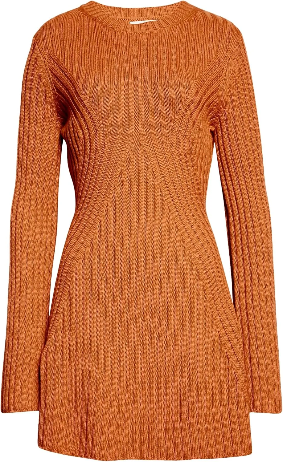 Ugerlov Women's 2024 Trendy Fall Long Sleeve Sweater Dress Round Neck Pullover Sweater Ribbed Knit Mini Dress