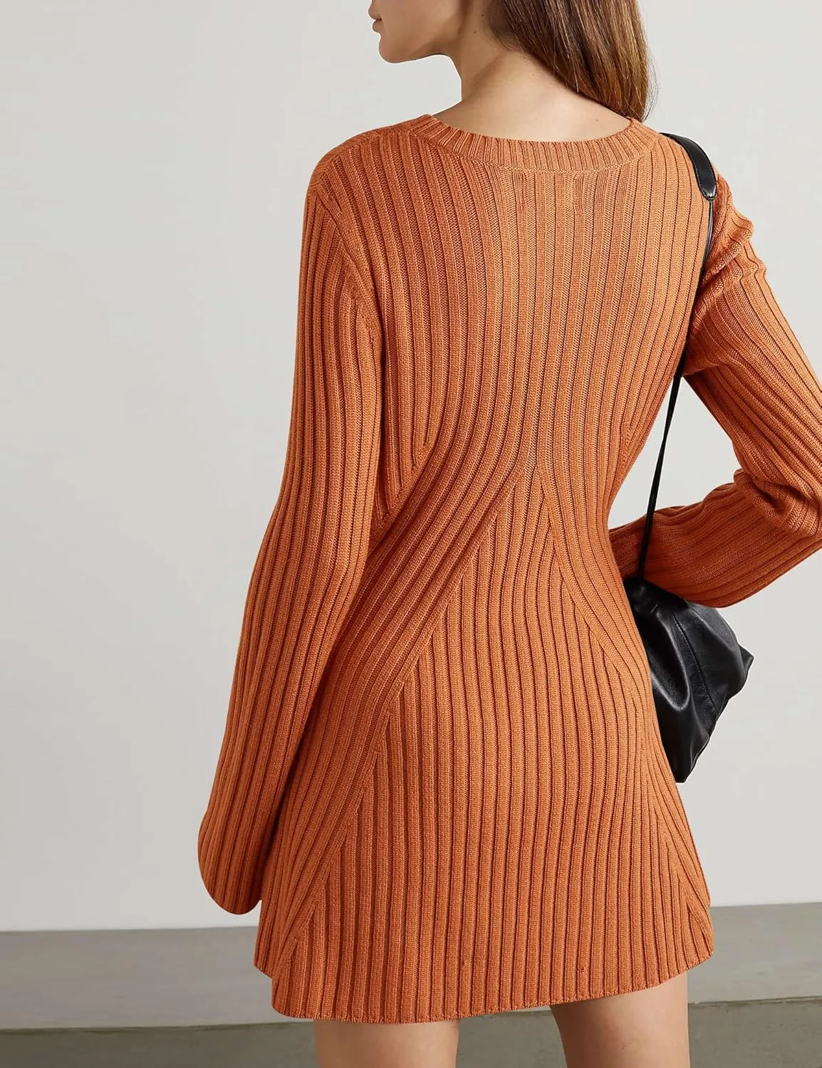 Ugerlov Women's 2024 Trendy Fall Long Sleeve Sweater Dress Round Neck Pullover Sweater Ribbed Knit Mini Dress