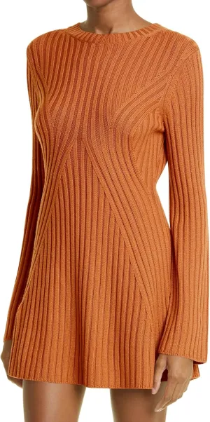 Ugerlov Women's 2024 Trendy Fall Long Sleeve Sweater Dress Round Neck Pullover Sweater Ribbed Knit Mini Dress