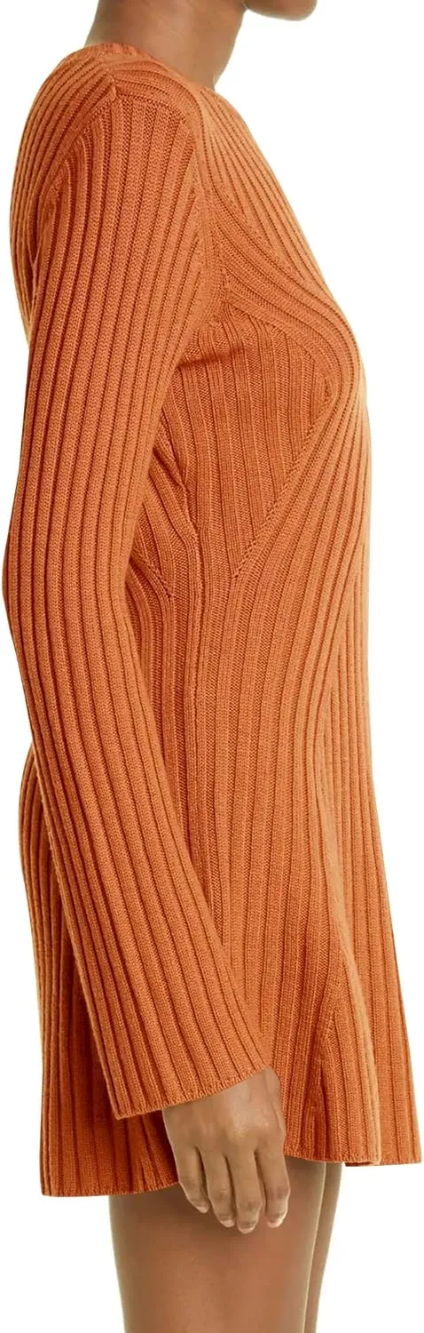 Ugerlov Women's 2024 Trendy Fall Long Sleeve Sweater Dress Round Neck Pullover Sweater Ribbed Knit Mini Dress