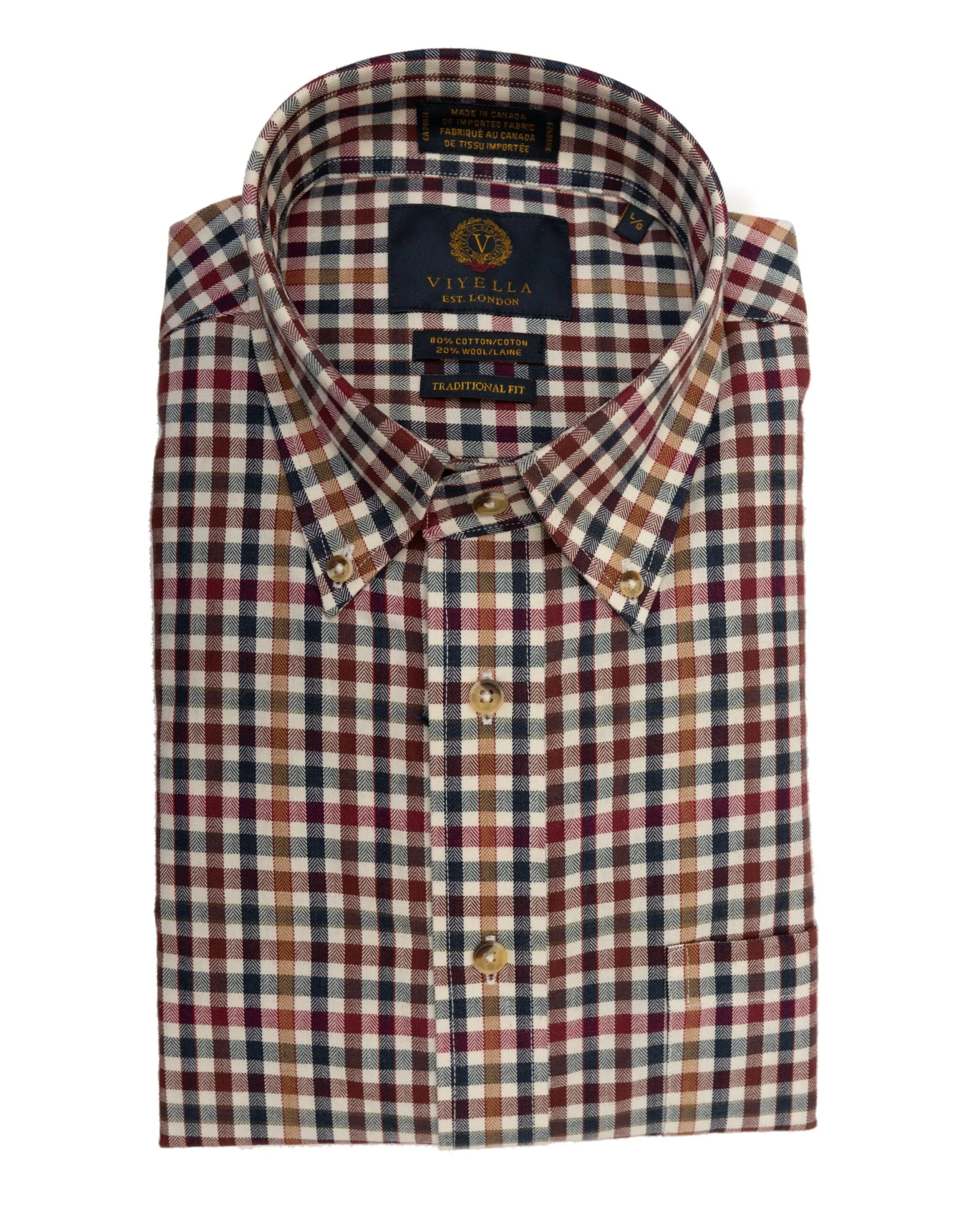 Viyella | Long Sleeve Sport Shirt | Cotton/Wool Blend | Men's | Red Brick