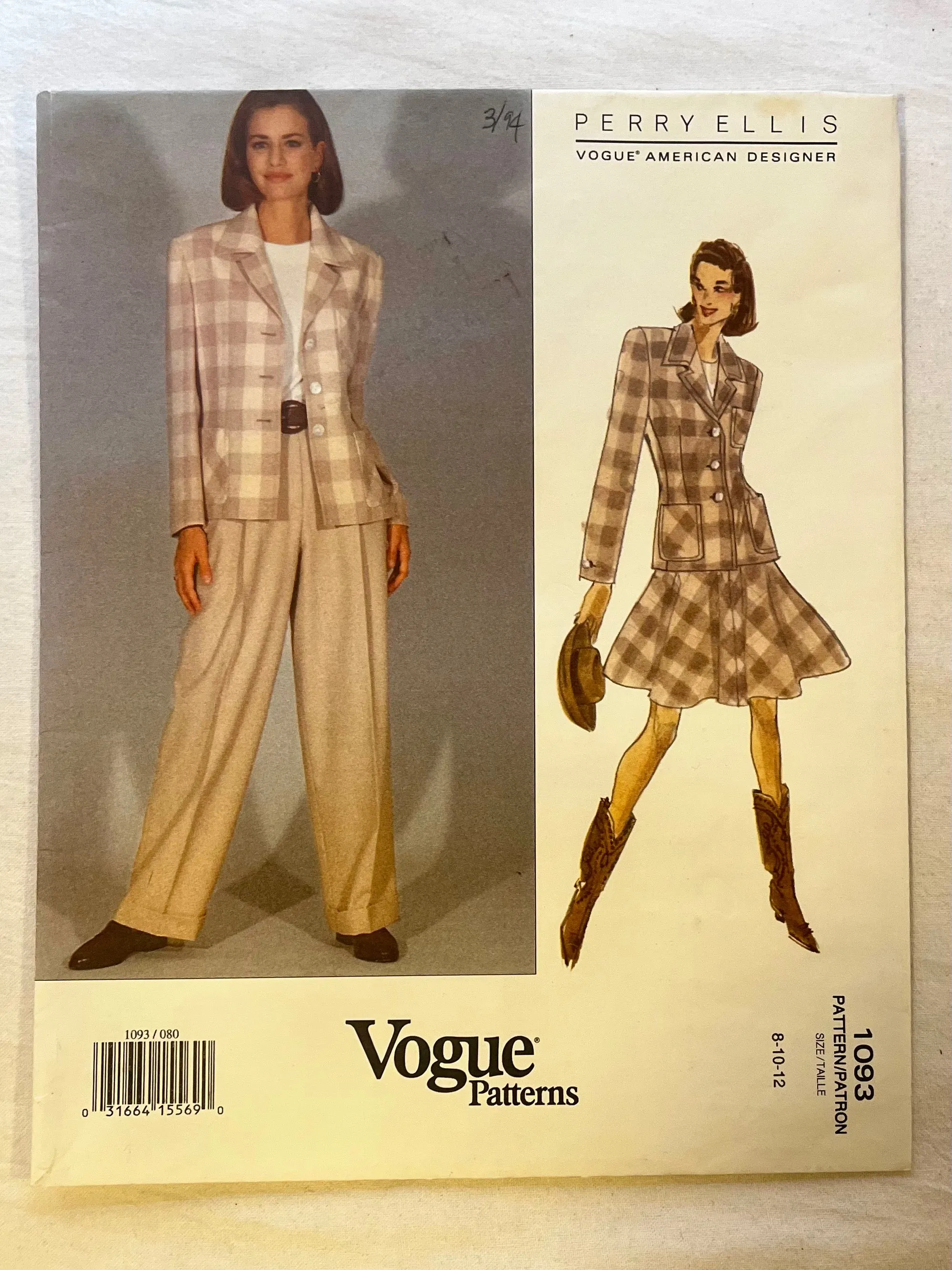 Vogue Perry Ellis 1093 UNCUT Suit Sizes 8-12