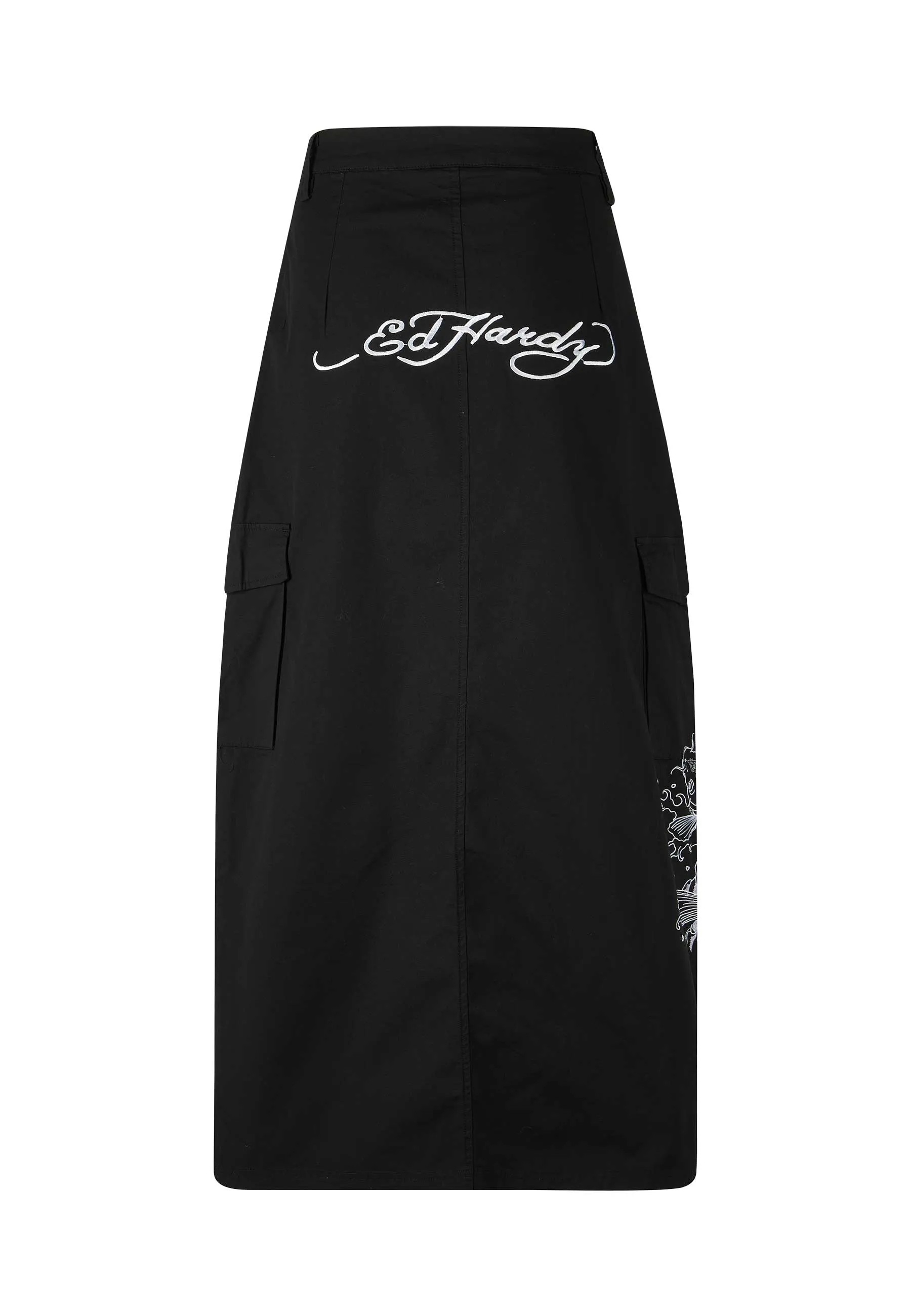 Womens Koi Wave Cargo Skirt - Black