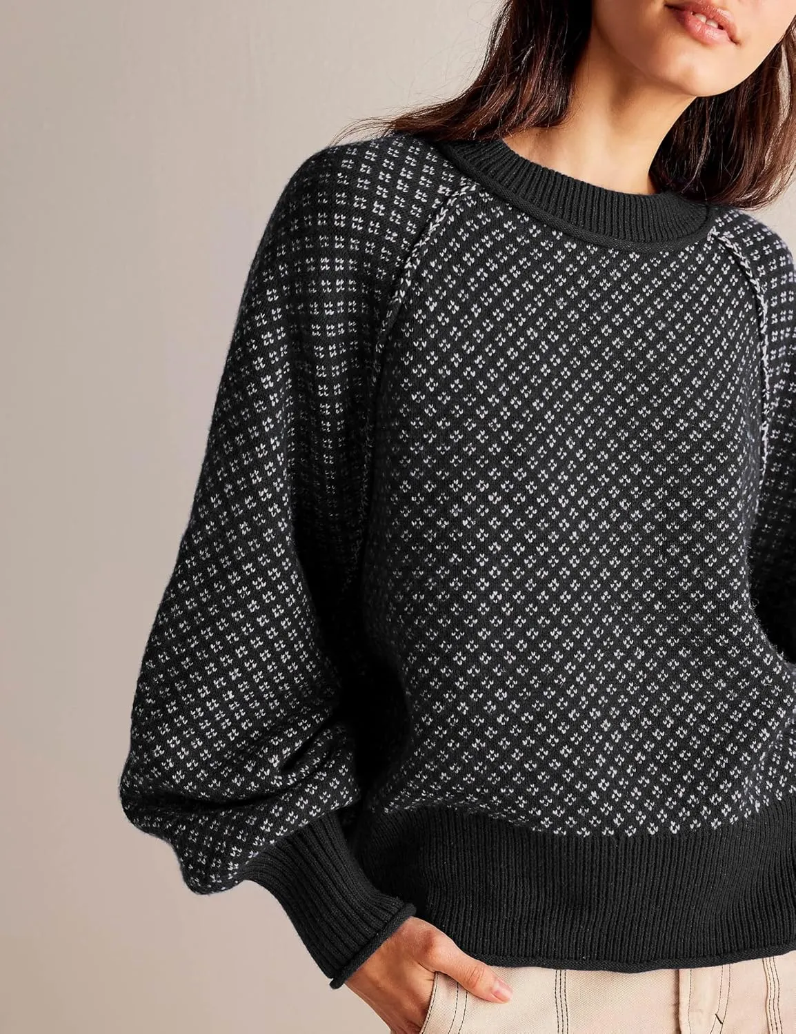 Women's Pullover Sweaters Casual Long Sleeve Crew Neck Oversized Knitwear Chunky Knit Jumper Tops