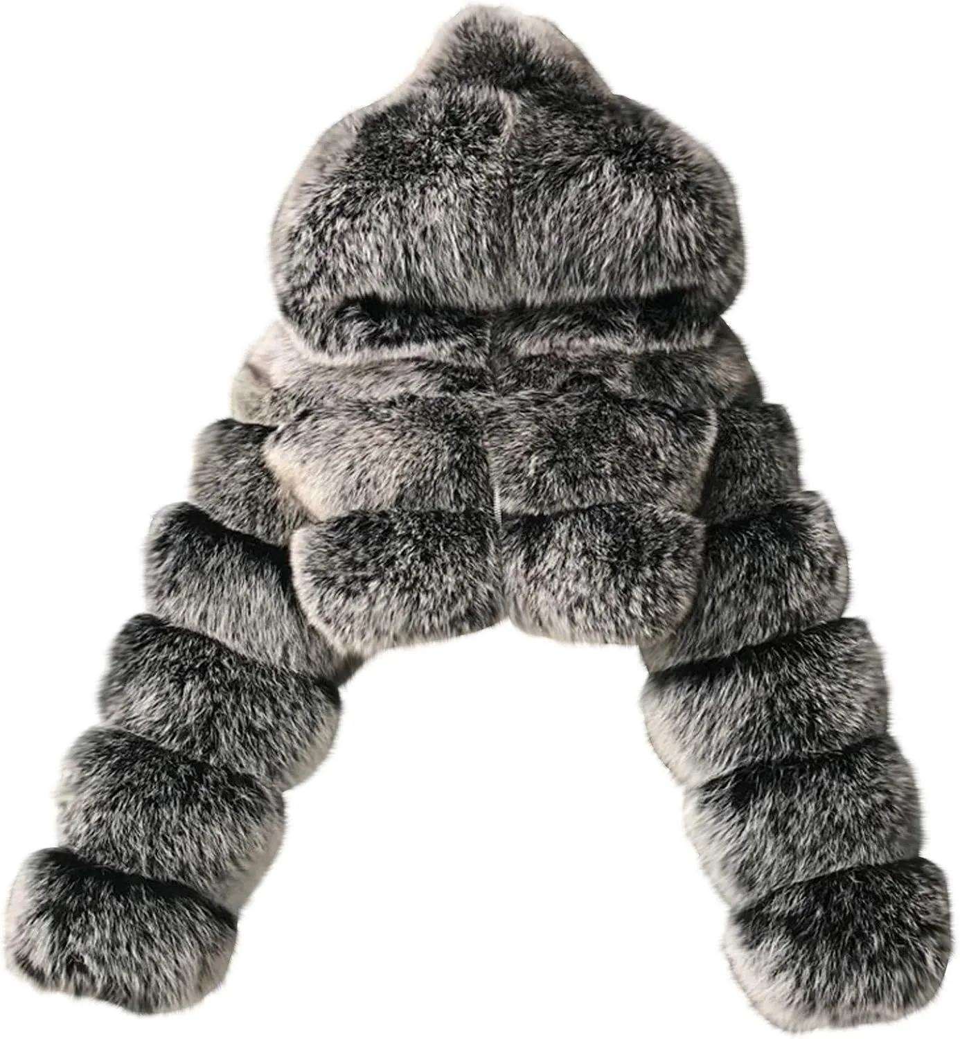 Womens Shaggy Winter Coat Faux Mink Cropped Shaggy Jacket with Hood Fuzzy Faux Fur Coat Loose Fit Warm Jacket