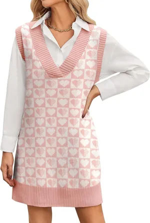 Zeagoo Women's Oversized Fall Sweater Vest Dress Winter Casual V Neck Sleeveless Loose Knit Pullover Sweater 2025
