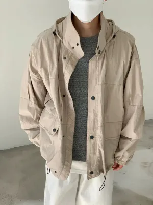 Zhou Destructured Stand Collar Hooded Windbreaker Jacket